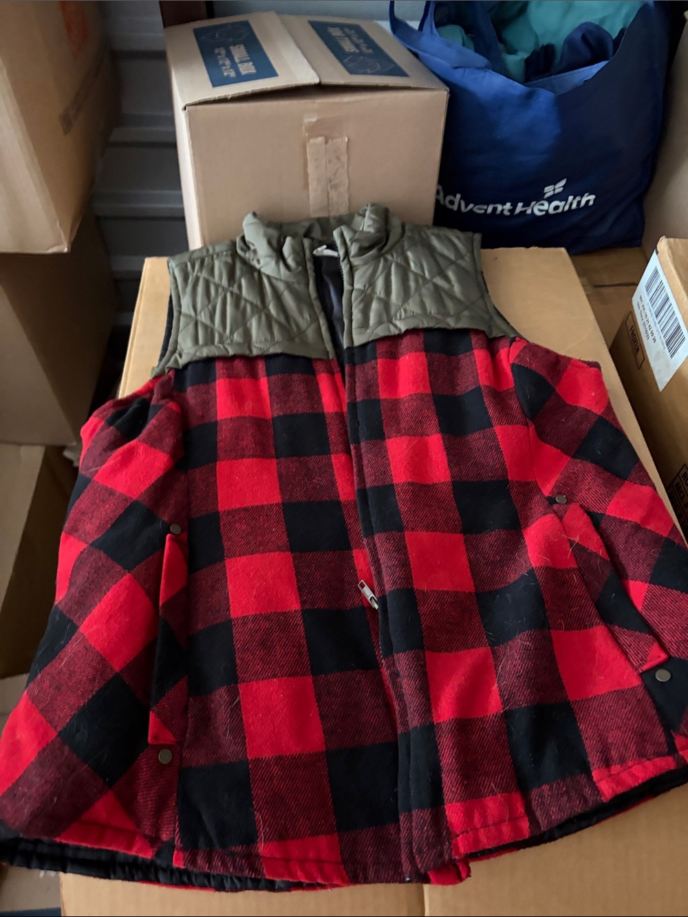 Women’s Red & Black Buffalo Plaid Quilted Vest
